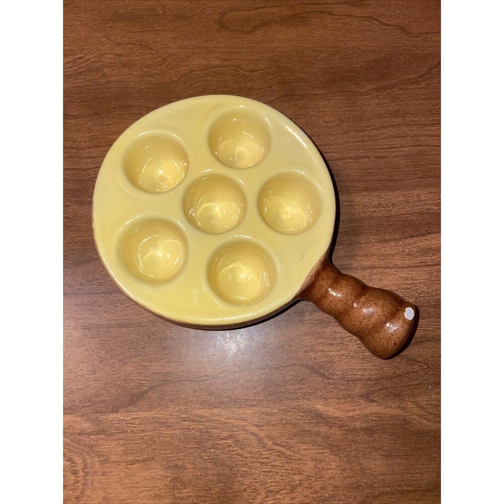 Modele Depose VTG Escargot Dish Made in France Yellow Brown Rustic *FLAWED*